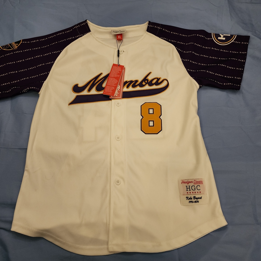 HEADWEAR CLASSICS MAMBA KOBE BRYANT JERSEY YOUTH BOYS PURPLE/WHITE SZ XLARGE NEW